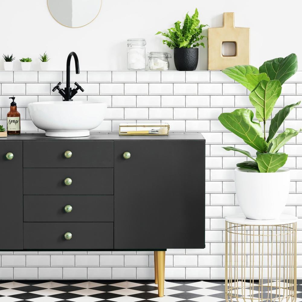White and Gray Subway Tile Peel and Stick Wall Decals