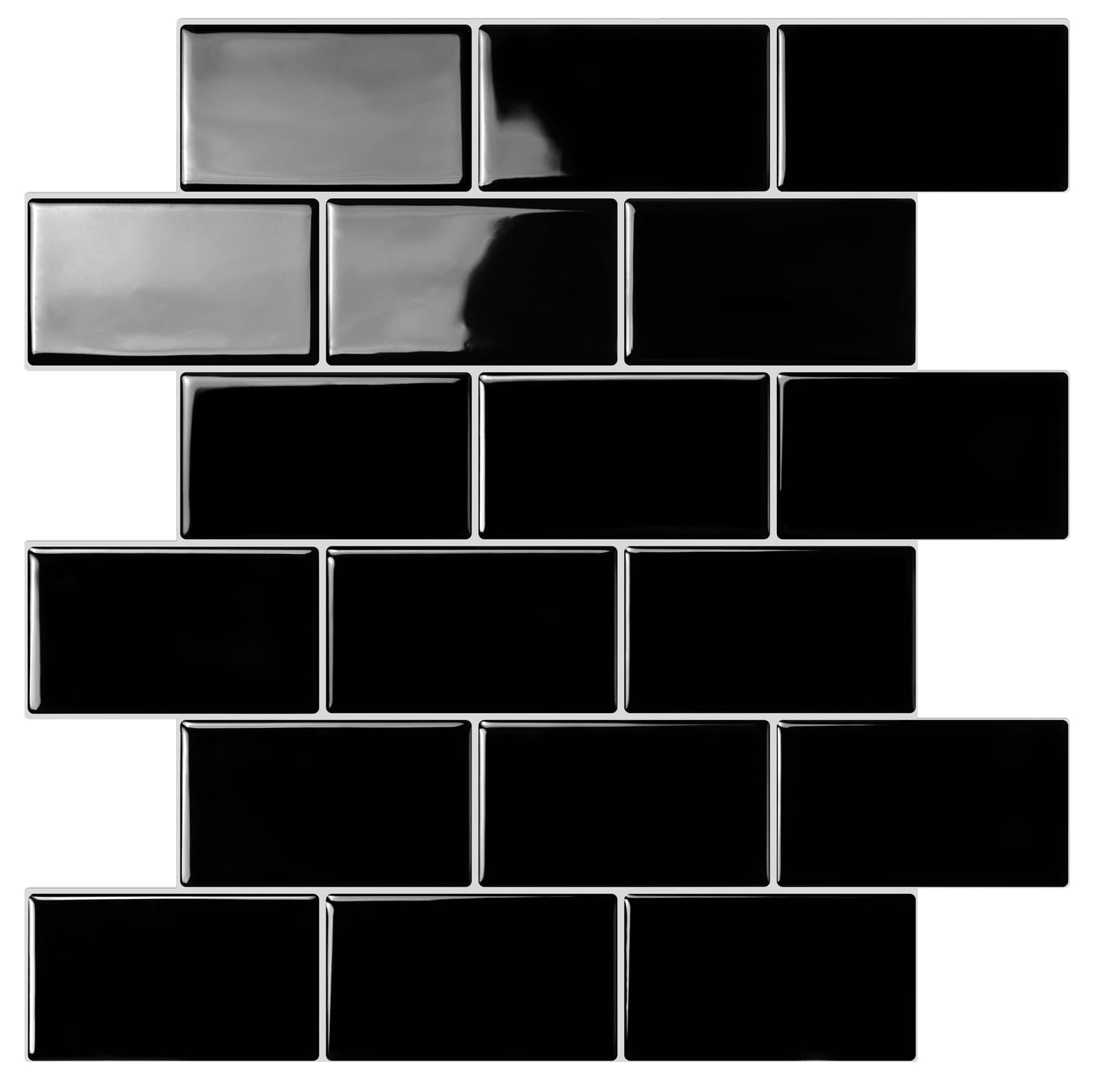 Subway Tiles Peel And Stick Backsplash  On Kitchen In Black (pack Of 10 Thicker Design)