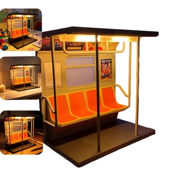 Subway Train Lamp, Includes 3 Interchangeable Posters, 3D Printed Subway Train Night Light, Led Lamp with Hidden Button, Cozy Glow for Home & Office Decor (1PC)