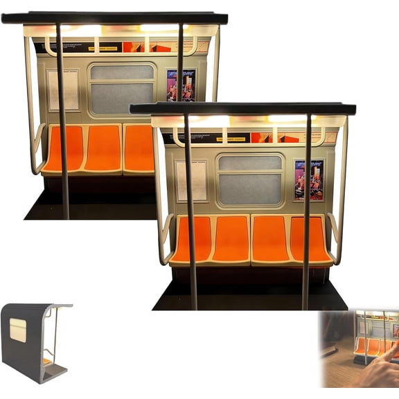 Subway Train Lamp, Retro Subway Night Light, 3D Desktop Decor, Portable Ambient Light with Hidden Seat Switch, for Office, Bookshelf & Nightstand