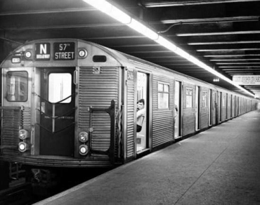 Subway train in a subway station Times Square Manhattan New York City New York State USA Canvas Art - (24 x 36)