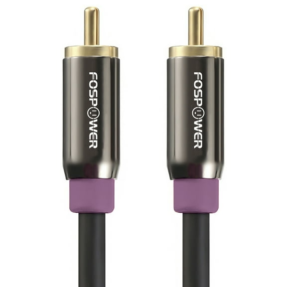 Subwoofer Cable (6 Feet), FosPower RCA to RCA Audio Stereo Cable, Male to Male - Dual Shielded Cord | 24K Gold Plated Connector | Corrosion Resistant | Clean Sounding Signal