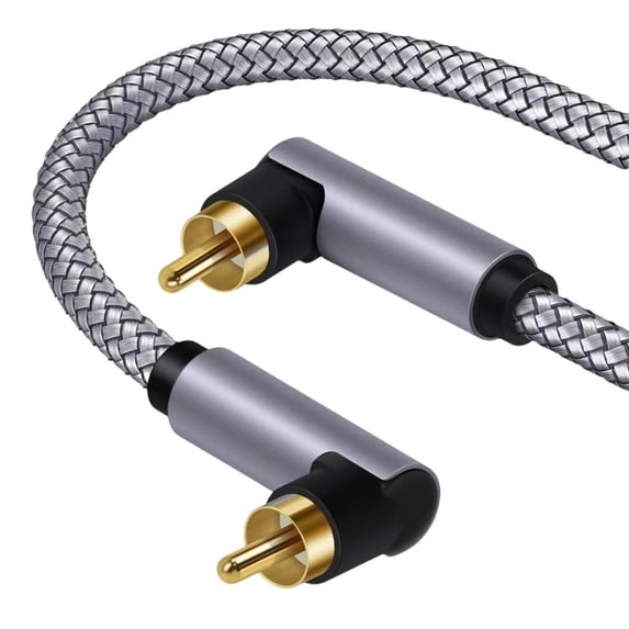 Subwoofer Cable Digital Coaxial Audios Cable 90 Degree Braided Cord
