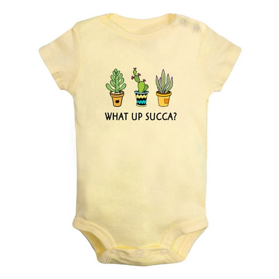 What Up Succa Cactus Funny Rompers For Babies, Newborn Baby Unisex Bodysuits, Infant Jumpsuits, Toddler 0-24 Months Kids One-Piece Oufits (Yellow, 6-12 Months)