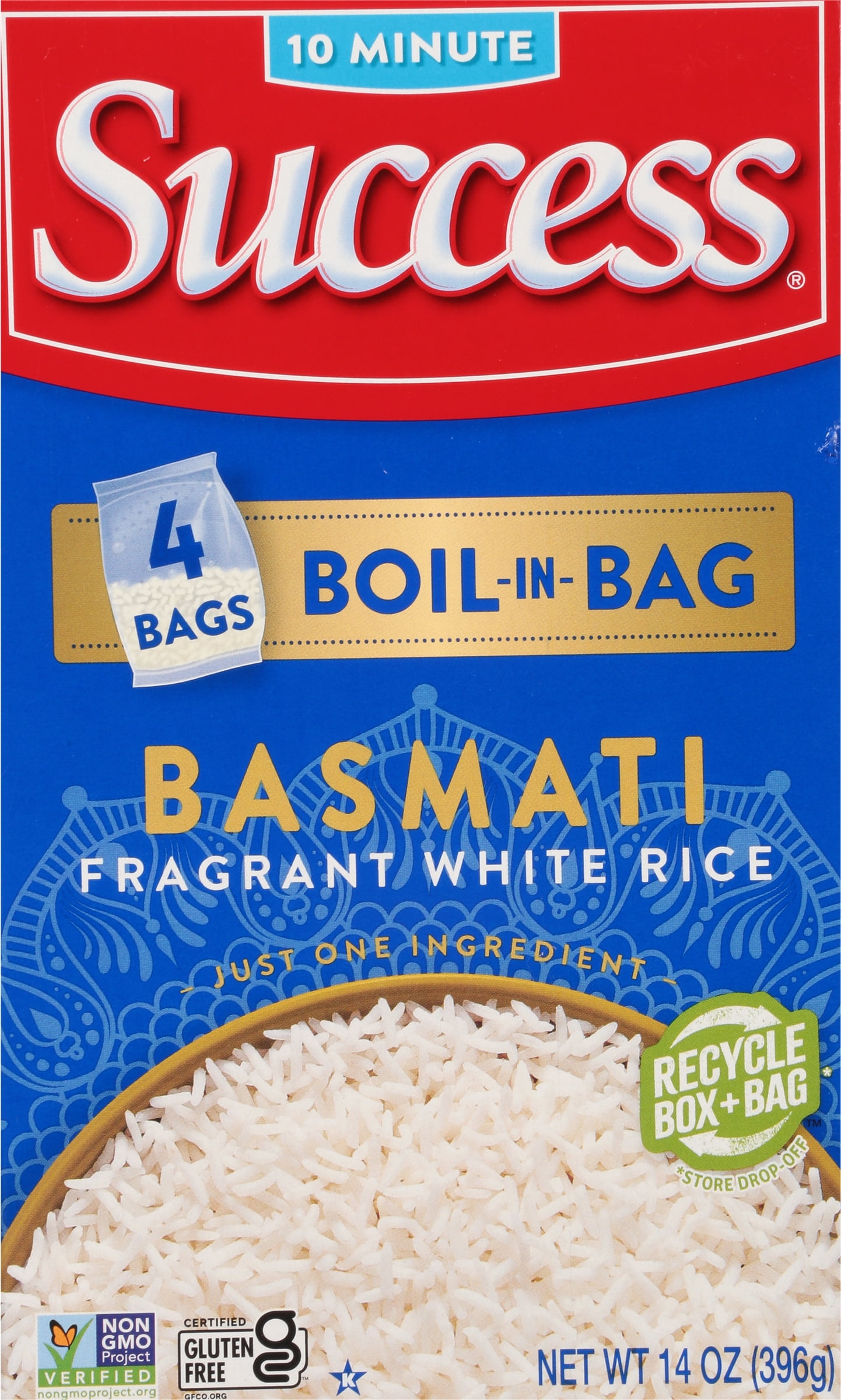 Success Boil-in-Bag Basmati Rice, Gluten Free, 14 oz Box