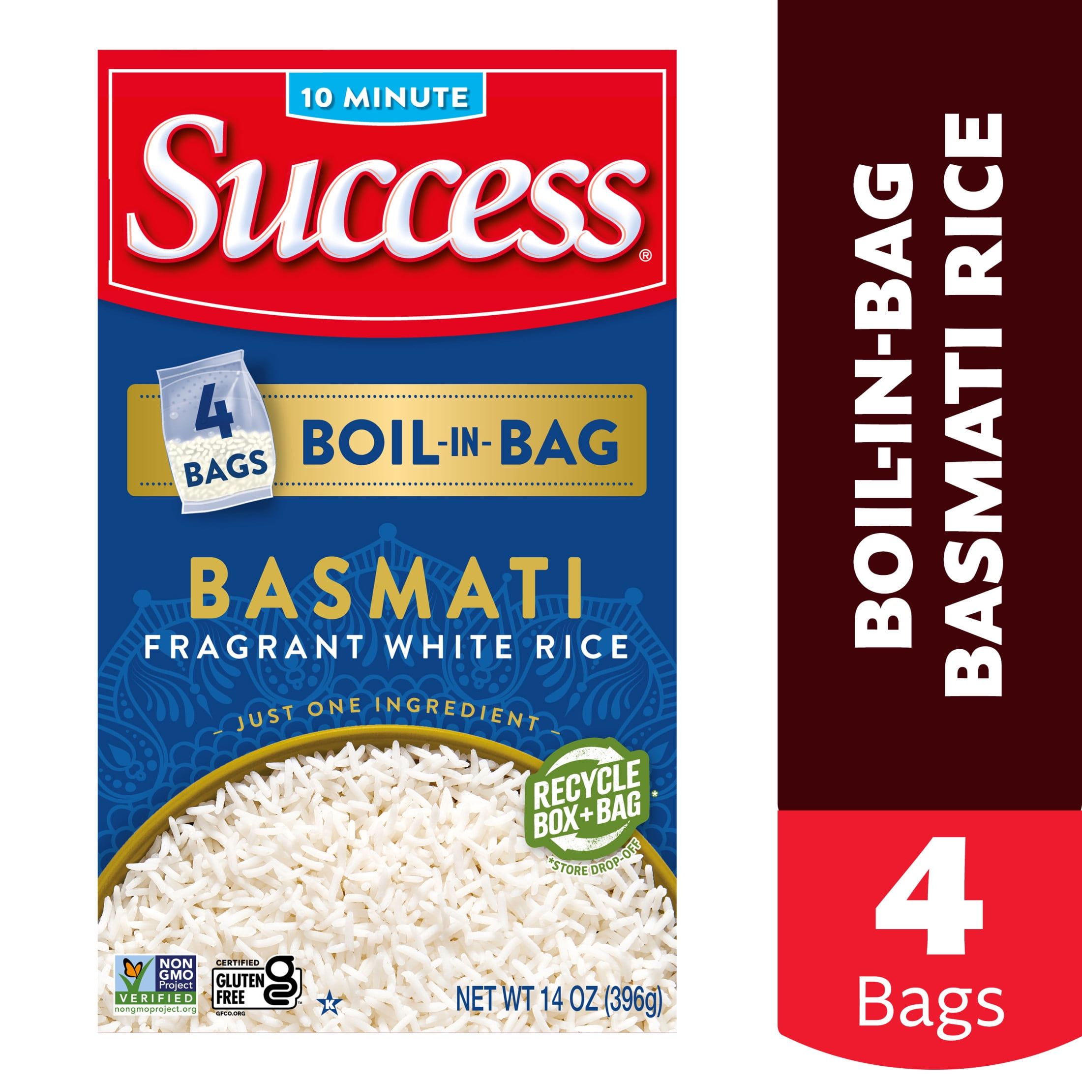 Success Ric Success, Boil-in-Bag Basmati Rice, 14 oz Box, Aromatic, Gluten Free ...