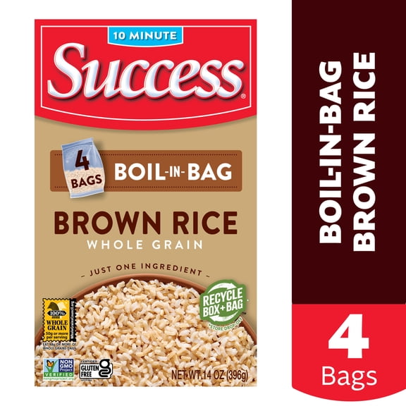 Success Boil-in-Bag Brown Rice, Gluten Free, Non-GMO, 12 oz Bags, 4 Count