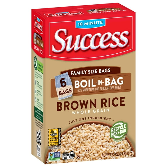Success Boil-in-Bag Gluten Free Whole Grain Brown Rice, 32 oz Box