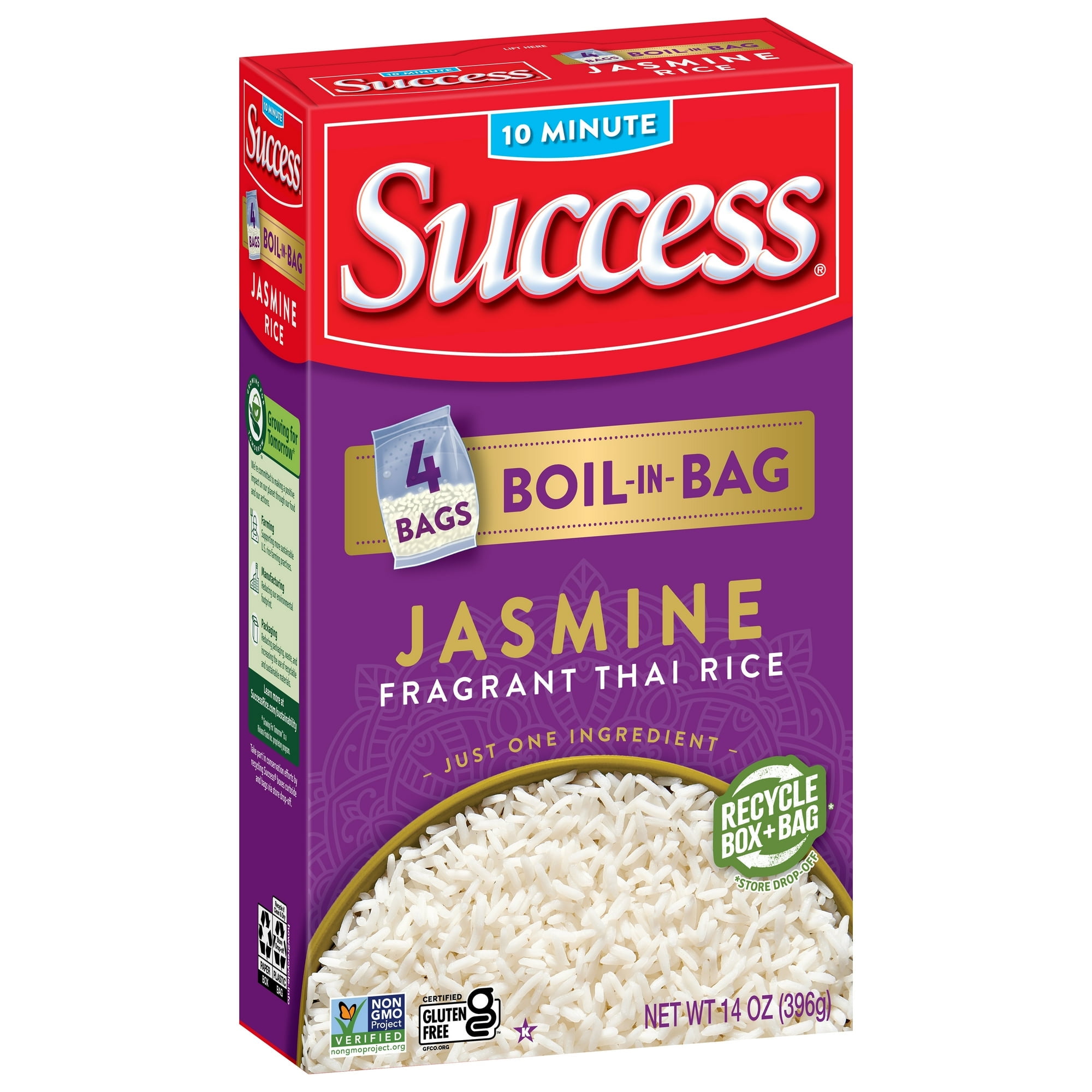 Success Boil-in-Bag Rice Aromatic Jasmine Rice 14 oz 4 Bags (Pack of 6)