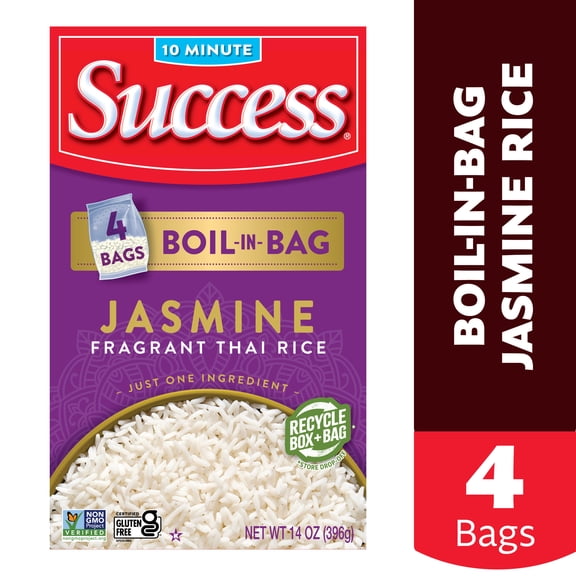 Success Boil-in-Bag Rice, Aromatic Jasmine Rice, Gluten Free, 14 oz Bags, 4 Count