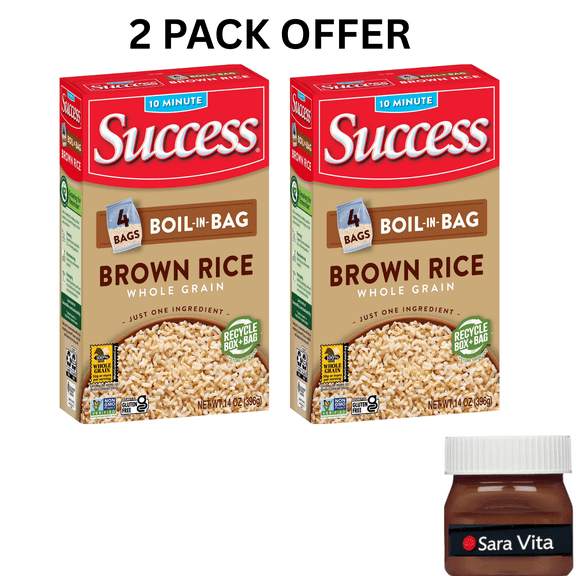 Success Boil-in-Bag Rice, Precooked Brown Rice, Gluten Free, Non-GMO, 4 Bags per Box