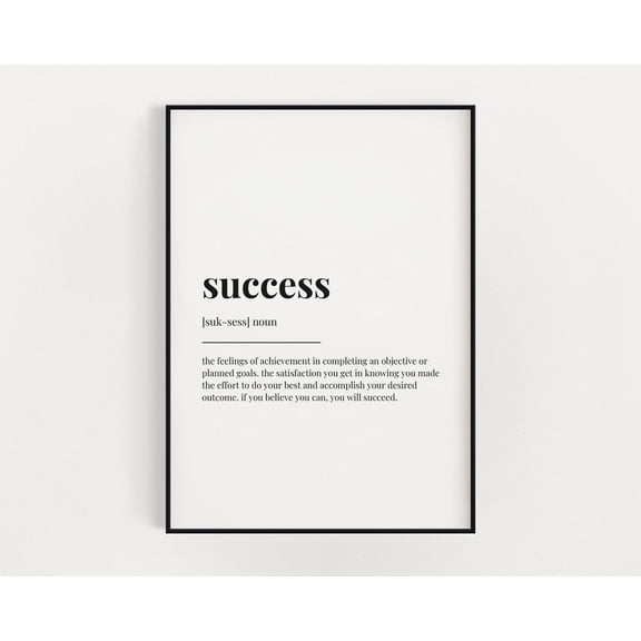 Success Definition Meaning, Wall Art, Motivational Print, Print Home Decor #3314, Unframed Poster Size 24x36