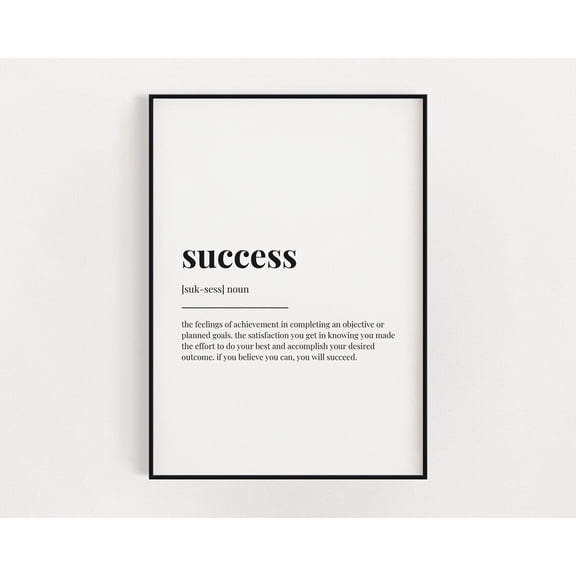 Success Definition Print, Wall Art Print, Success Print, Definition Print, Quote Print Home Decor #3019, Unframed Poster Size 12x18