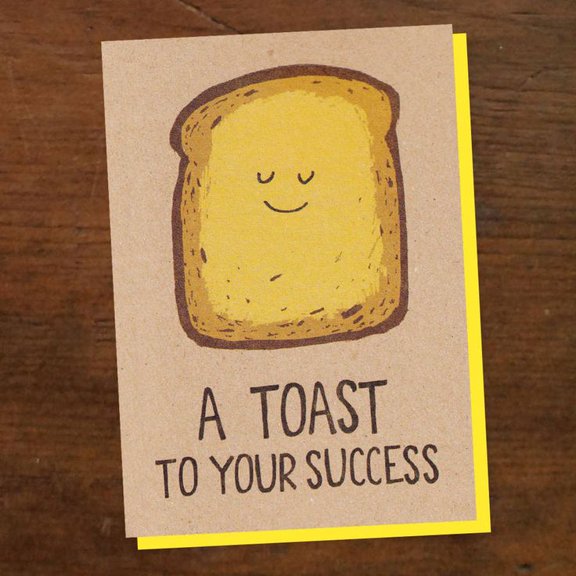 Success Greeting Card – “A Toast to Your Success” with Cheerful Toast Design – Blank Inside, Envelope Included – Ideal for Celebrations, Achievements, and Encouragement