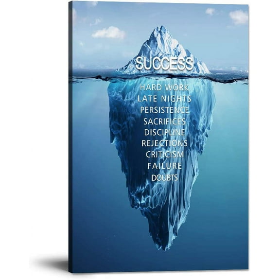 Success Inspirational Wall Art Motivation Entrepreneur Quotes Canvas Painting Iceberg Pictures Posters and Prints Artwork Modern Inspiring Office Decor Living Room Gym Decorations Framed 12x18