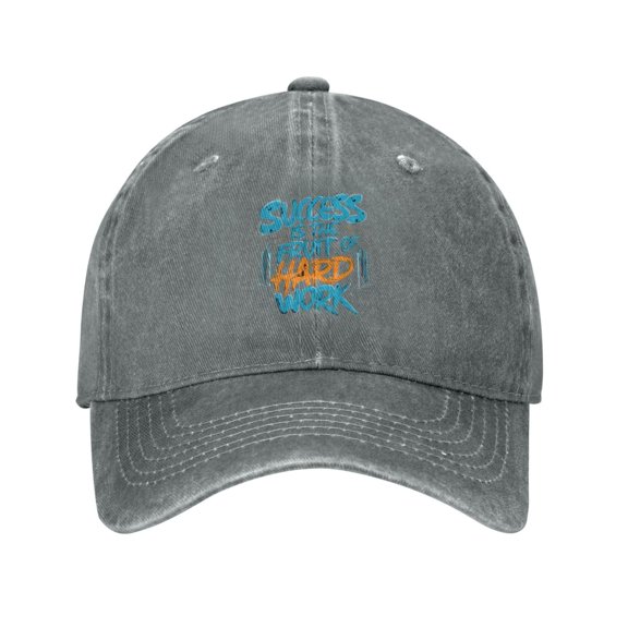 Success Is The Fruit Of Hard Work Baseball Cap Vintage Soft Washed Denim,Golf Dad Hat Adjustable Trucker Hats for Men Women Unisex Adult,Gray