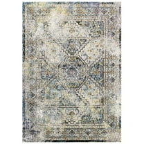 Modway Success Jacinda Distressed Vintage Floral Vintage Medallion 4x6 Area Rug in Multicolored