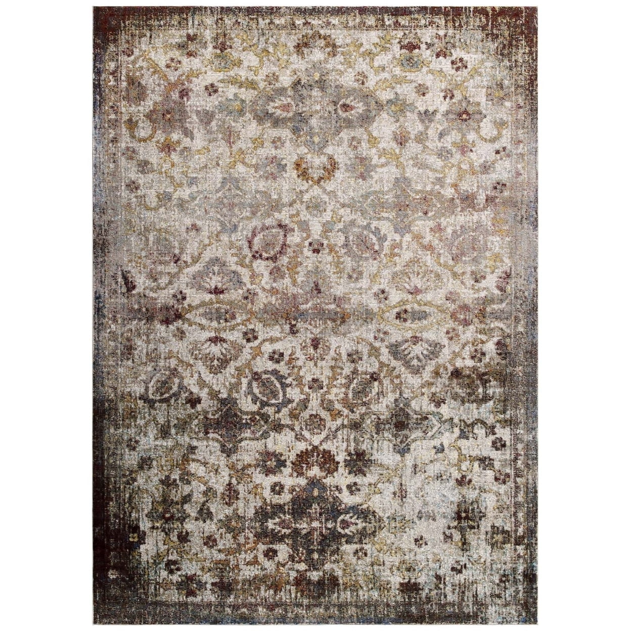 Multicolor Floral Synthetic 4' x 6' Easy Care Area Rug