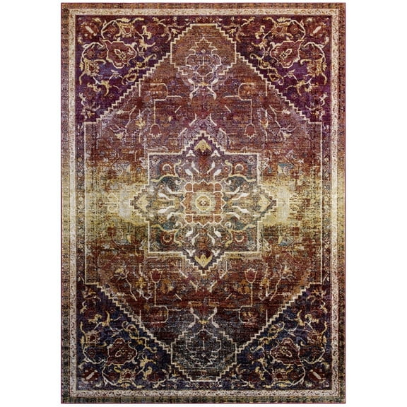 Success Kaede Transitional Distressed Vintage Floral Persian Medallion 4x6 Area Rug Multicolored