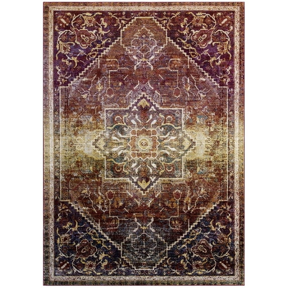 Success Kaede Transitional Distressed Vintage Floral Persian Medallion 5x8 Area Rug Multicolored