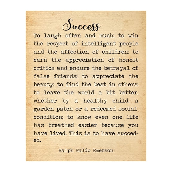 Success To Laugh Often and Much Ralph Waldo Emerson Motivational Quotes Wall Art Poster - Inspirational Poetic Decor for Living Room, Office & Study Decor poster