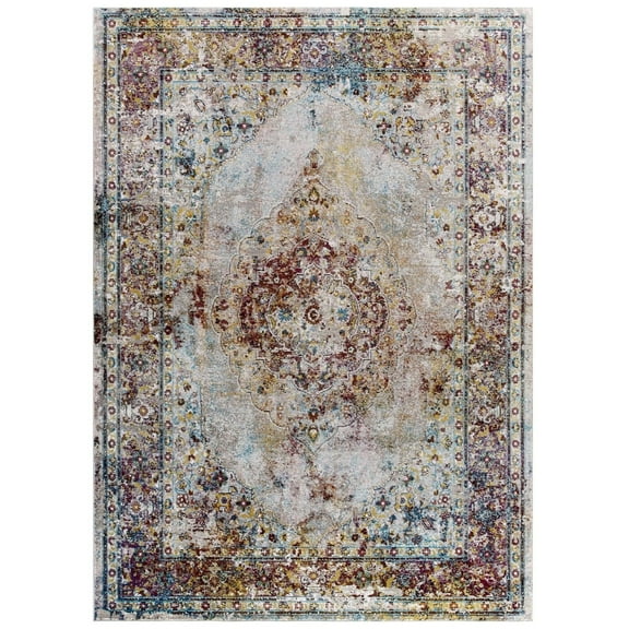 Success Merritt Transitional Distressed Floral Persian Medallion 5x8 Area Rug Multicolored