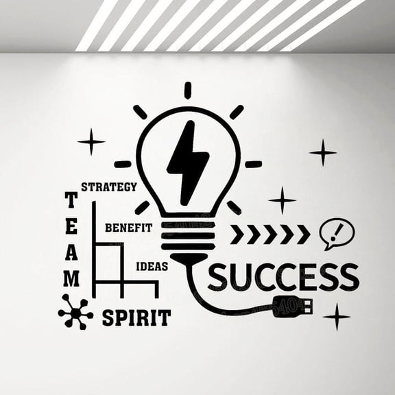 Success Motivation Wall Decal Quote Idea Teamwork Creative Office Room Decoration Inspire Mural Decals Self Adhesive PVC 100x84cm