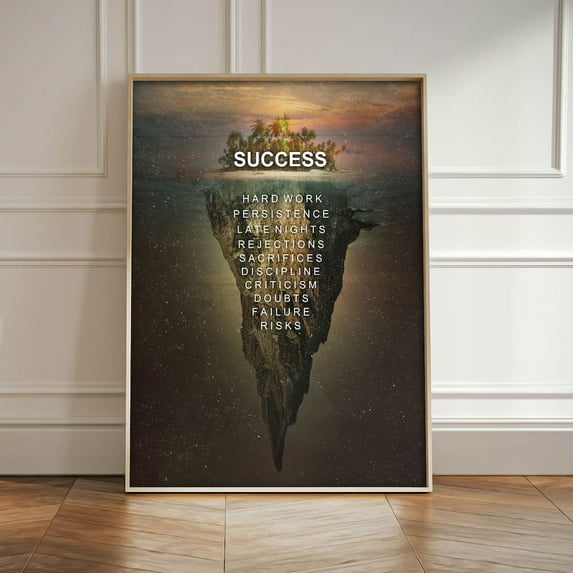 Success Motivational Wall Art – Hard Work Discipline Poster, Inspirational Poster For Office & Home Decor, Home Decor, 8x12 UNFRAMED