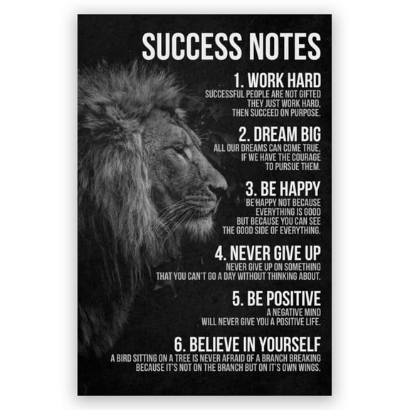 Success Note Motivation Poster Inspirational Phrases Wall Art Prints Motivational Sayings Quote Poster Positive Print Decoration for Teens Adults Living Room Office Decor