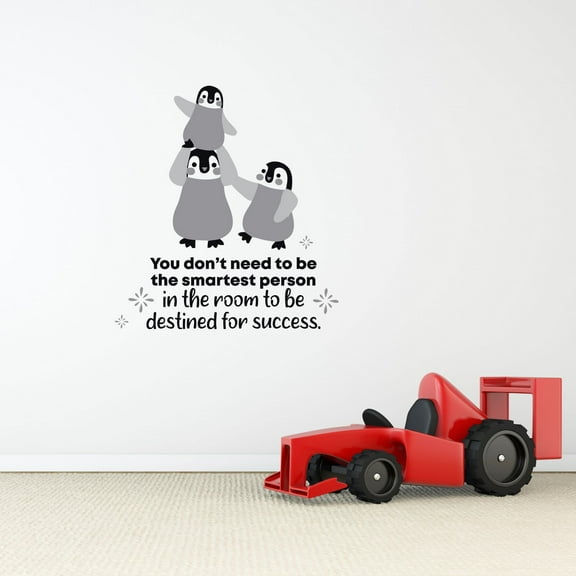 Success Penguin Animal Life Quote Cartoon Quotes Decors Wall Sticker Art Design Decal for Girls Boys Kids Room Bedroom Nursery Kindergarten Home Decor Stickers Wall Art Vinyl Decoration (30x27 inch)