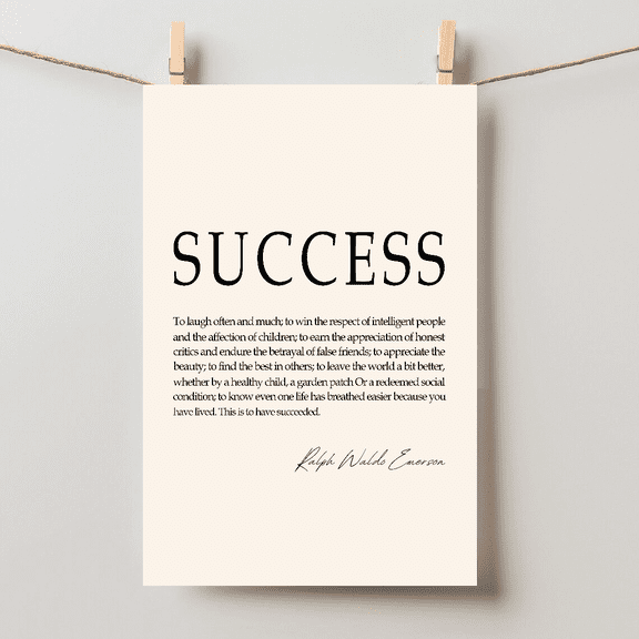 Success Quote Ralph Waldo Emerson Motivational Gift Unframed Paper Poster 8x10in