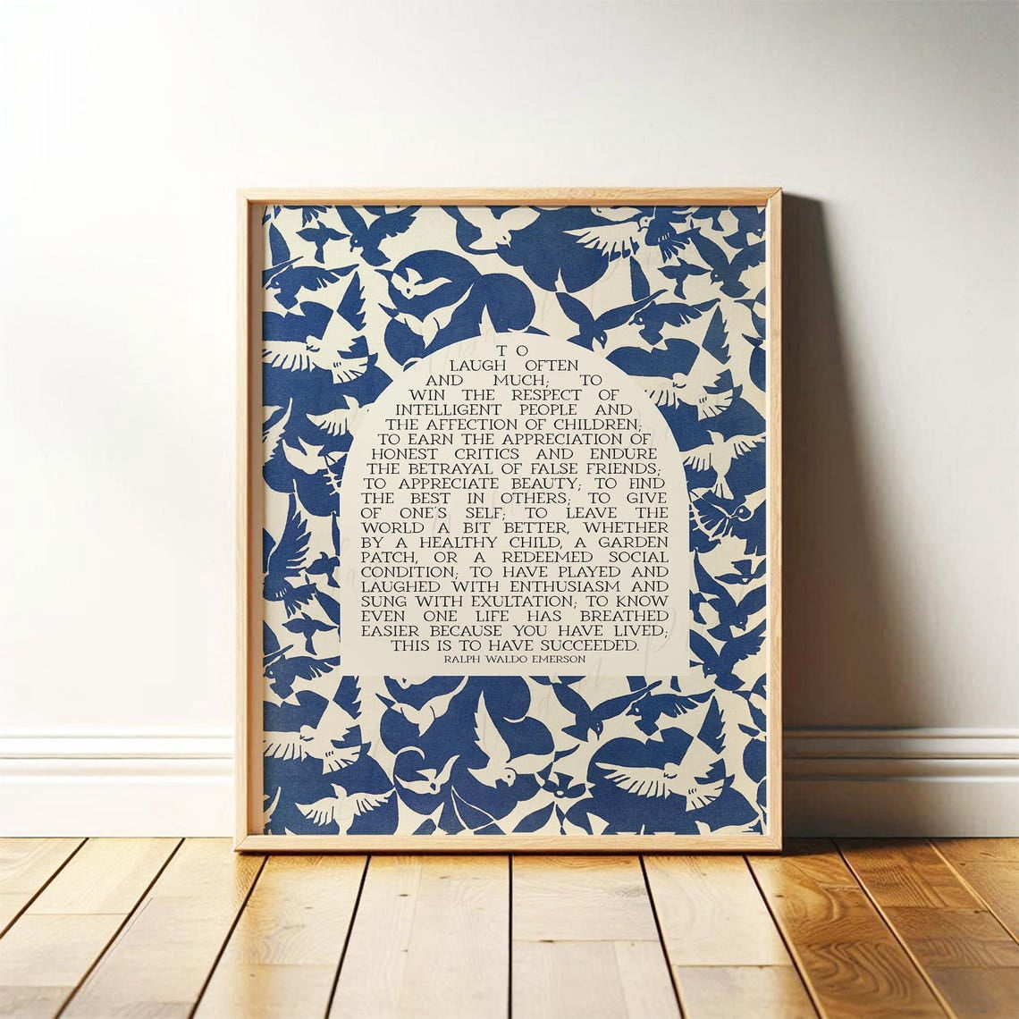Success Quote, Ralph Waldo Emerson Poetry Wall Art Poem Print, Abstract ...