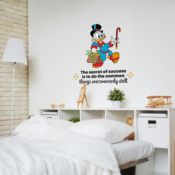 Success Scrooge McDuck Life Quote Cartoon Quotes Decors Wall Sticker Art Design Decal for Girls Boys Kids Room Bedroom Nursery Kindergarten Home Decor Stickers Wall Art Vinyl Decoration (10x8 inch)