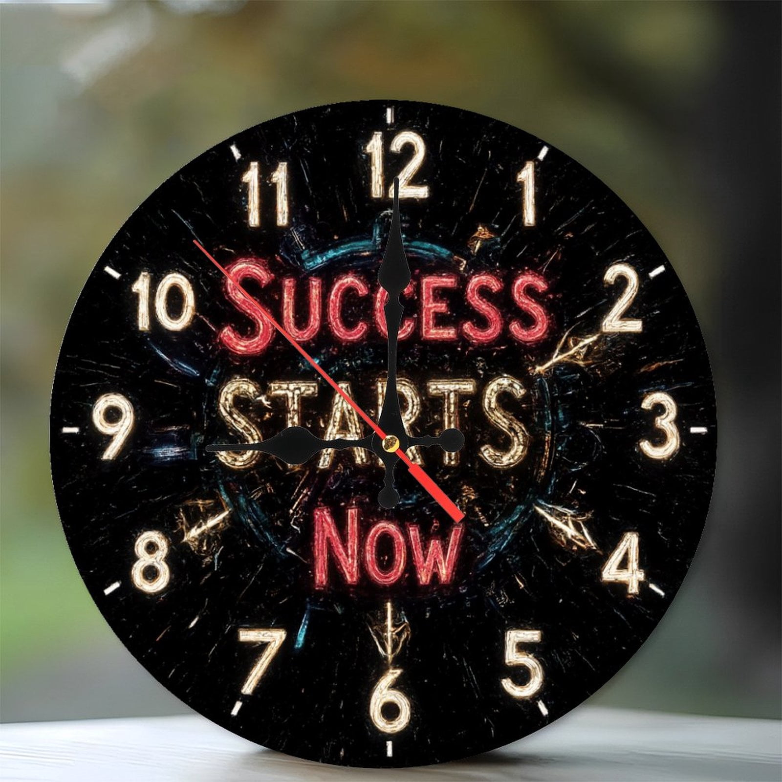 Success Starts Now Motivational Clock Wall Art Print 10-Inch Silent ...