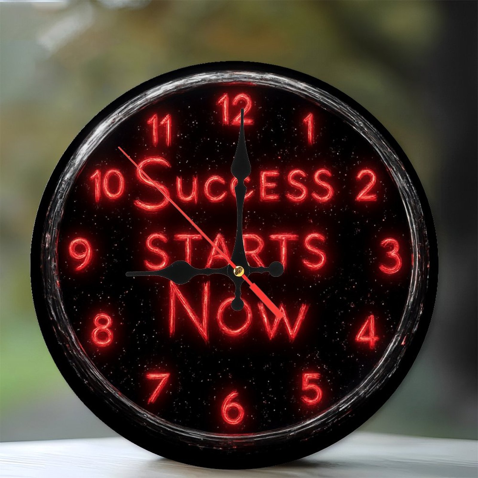 Success Starts Now Motivational Clock Wall Decor 10-Inch Silent Wooden ...
