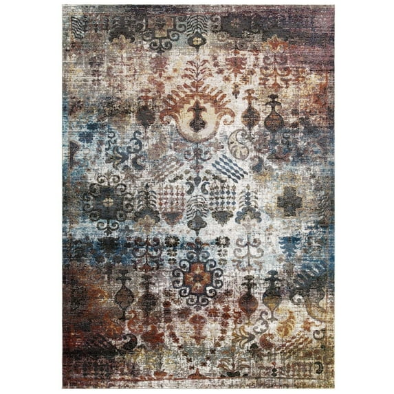Modway Success 63x90.5" Tahira Floral Moroccan Trellis Area Rug in Multi-Color