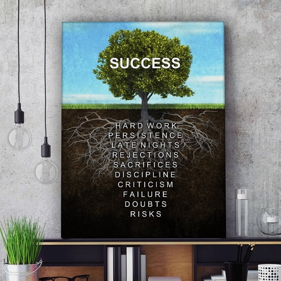 Success Tree Motivational Hard Work Roots Inspirational Quote Poster