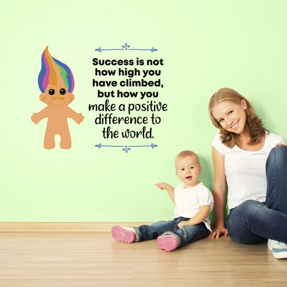 Success Trolls Cute Life Quote Cartoon Quotes Decors Wall Sticker Art Design Decal for Girls Boys Kids Room Bedroom Nursery Kindergarten Home Decor Stickers Wall Art Vinyl Decoration (18x20 inch)