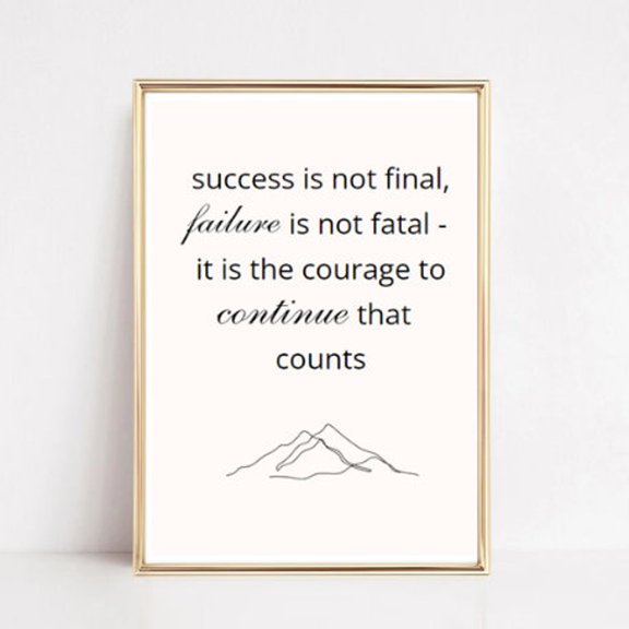 Success Winston Churchill Quote Home Office Decor Motivational Entrepreneur Print Wall Art Motivation Quote Trending Wall Print