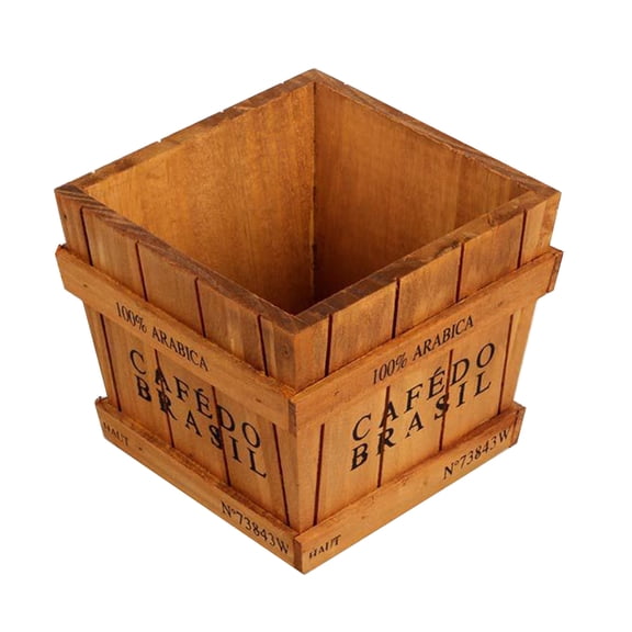 BESTOYARD Khaki Wooden Flower Pot Vintage Gardening Planter for Stylish Balcony and Home Use