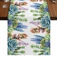 thumbnail image 1 of Succulent 108 Inch Table Runner, Spring Botanical Garden Florals Tropical Farmhouse Dresser Scarf Cotton & Linen Tablerunner for Dining/Kitchen Island/Holiday Party Décor 13" x 108", 1 of 9