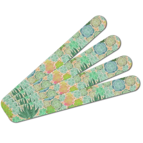 Succulent Cactus Aloe Plants Pattern Double-Sided Nail File Emery Board Set 4 Pack