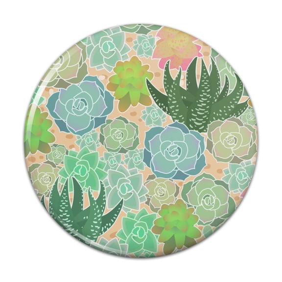 Succulent Cactus Aloe Plants Pattern Pinback Button Pin