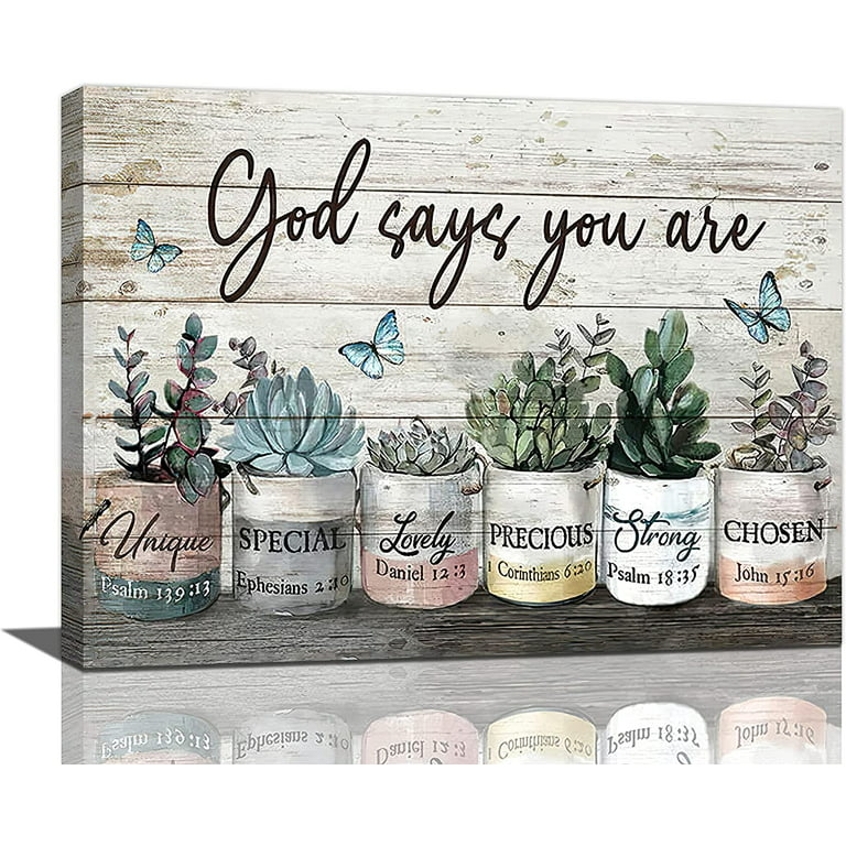 Succulent Canvas Wall Art Rustic Succulent Plants Pictures Wall Decor God  Says You Are Succulents Green Plants Painting Inspirational Prints Modern Artwork  Framed Home Bathroom Bedroom Decor 16x12 