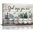 thumbnail image 1 of Succulent Canvas Wall Art Rustic Succulent Plants Pictures Wall Decor God Says You Are Christian Bible Verse Painting Prints Modern Artwork Framed Home Decor for Bathroom Bedroom 16"x12", 1 of 6