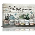 thumbnail image 1 of Succulent Canvas Wall Art Rustic Succulent Plants Pictures Wall Decor God Says You Are Succulents Green Plants Painting Inspirational Prints Modern Artwork Framed Home Bathroom Bedroom Decor 16"x12", 1 of 6