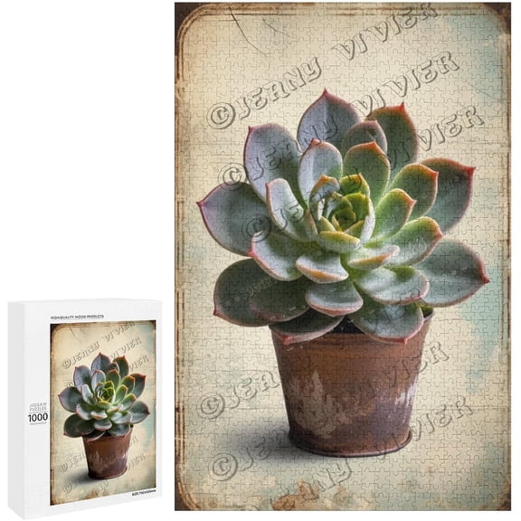Succulent Decor 500 Piece Jigsaw Puzzle for Adults Family Green Plant Leisure Game Puzzle