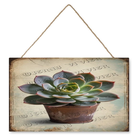 Succulent Decor Green Plant Wall Decor Hanging Wall Art Wood Plaque Signs for Girls Dorm,Country Wall Art Ready to Hang for Office Living Room Home Decorations 10"x16"