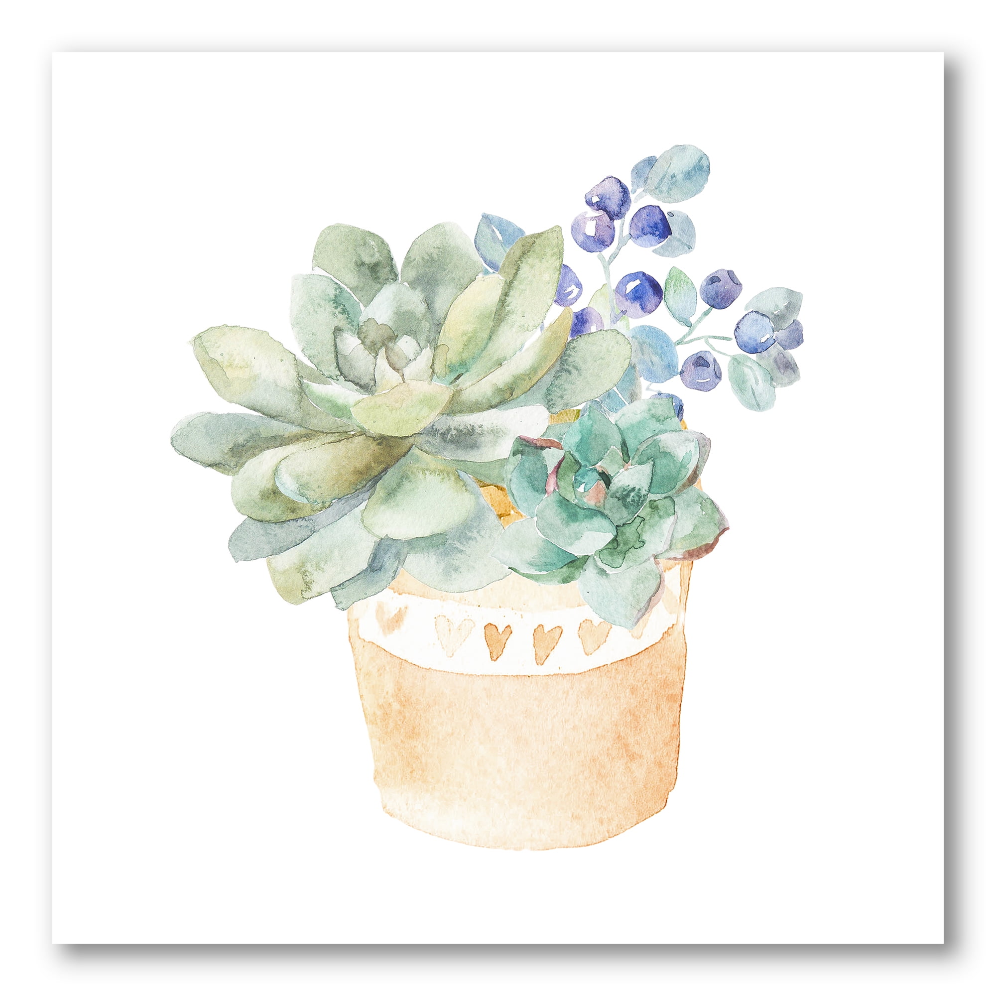 Succulent Flower In Terracotta Clay pot II 36 in x 36 in Painting Canvas Art Print, by Designart