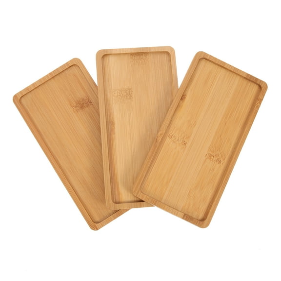 RUNROTOO Bonsai Bamboo Tray Khaki For Dining Room Table Decor 3Pcs 6.88X3.46X0.39in